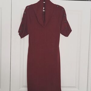 Burgundy cowl neck sweater dress